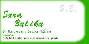 sara balika business card